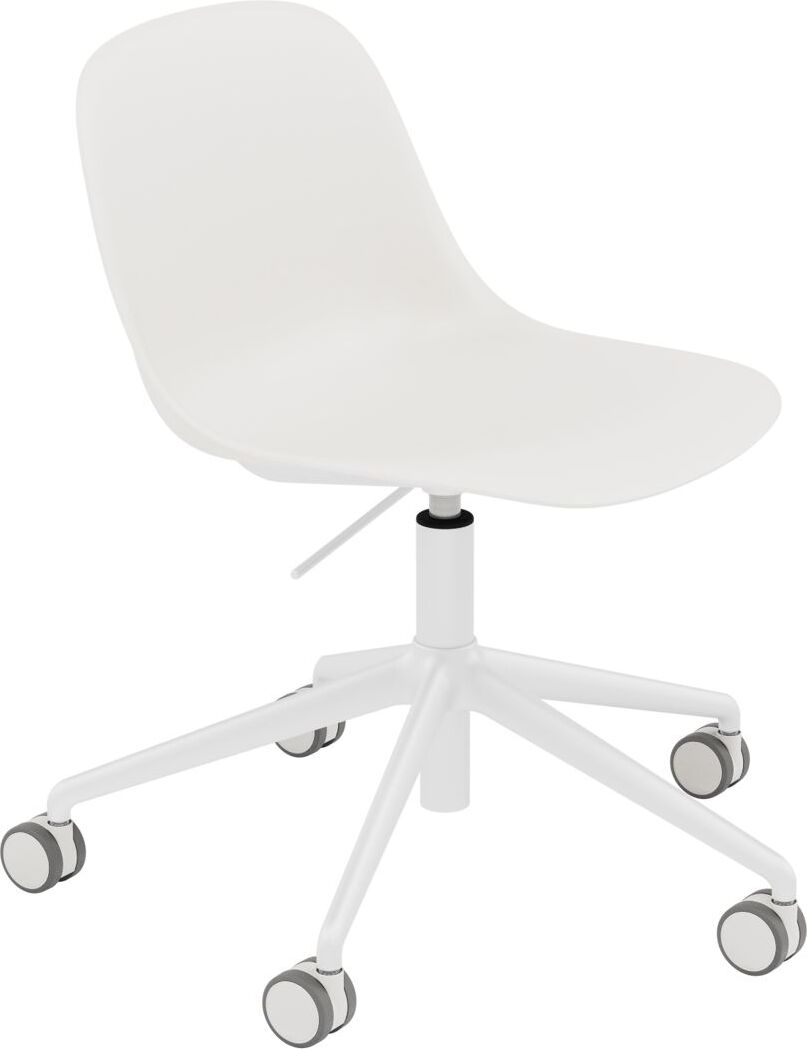 Krzesło na kółkach Fiber Swivel białe na aluminiowych nogach z regulacją wysokości