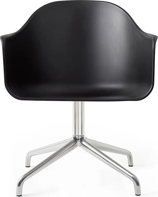 Krzesło obrotowe Harbour czarne na aluminiowych nogach z funkcją powrotu