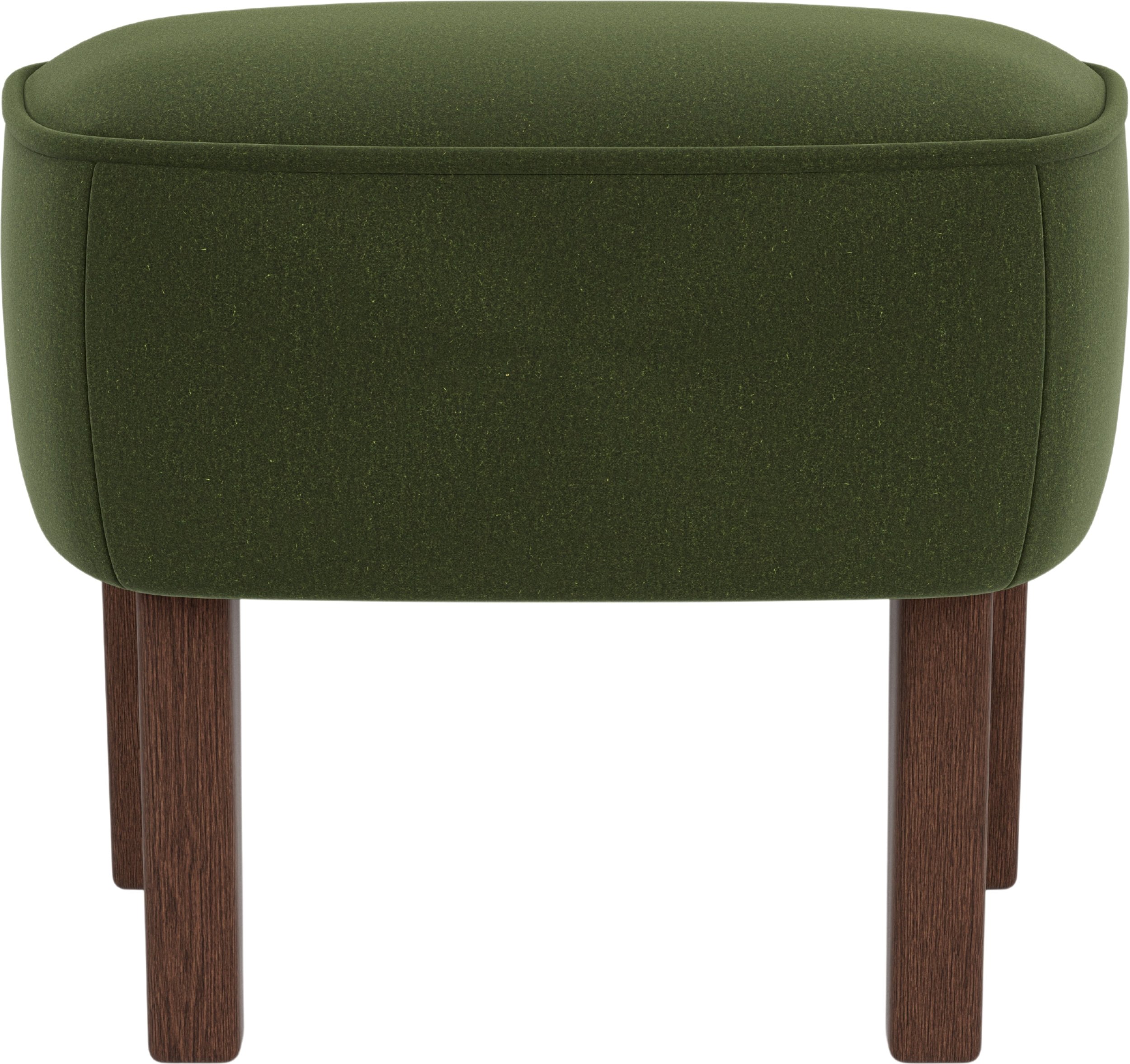 Podnóżek Ingeborg Grand Mohair butelkowa zieleń na ciemnych dębowych nogach