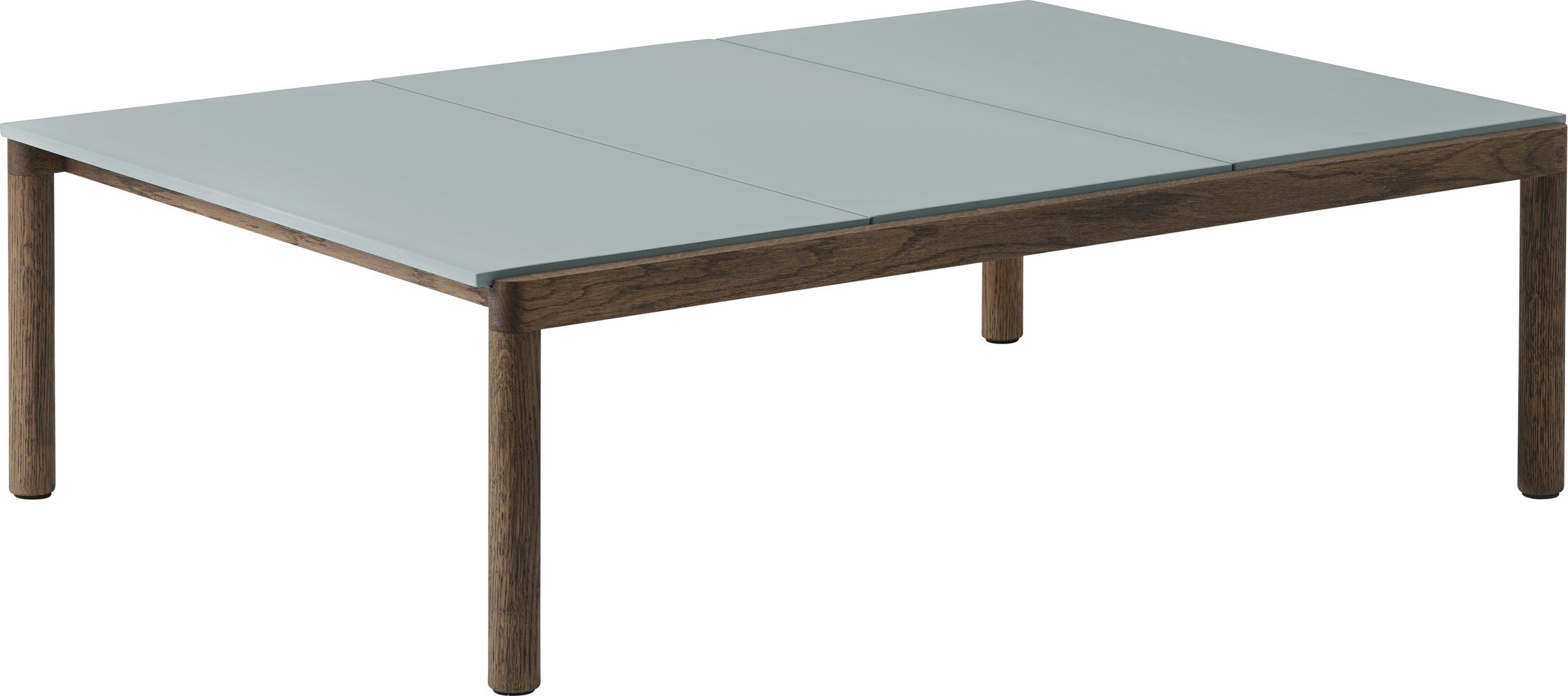 Stolik kawowy Couple gładki 120 x 84 x 35 cm zgaszony błękit na ciemnych dębowych nogach