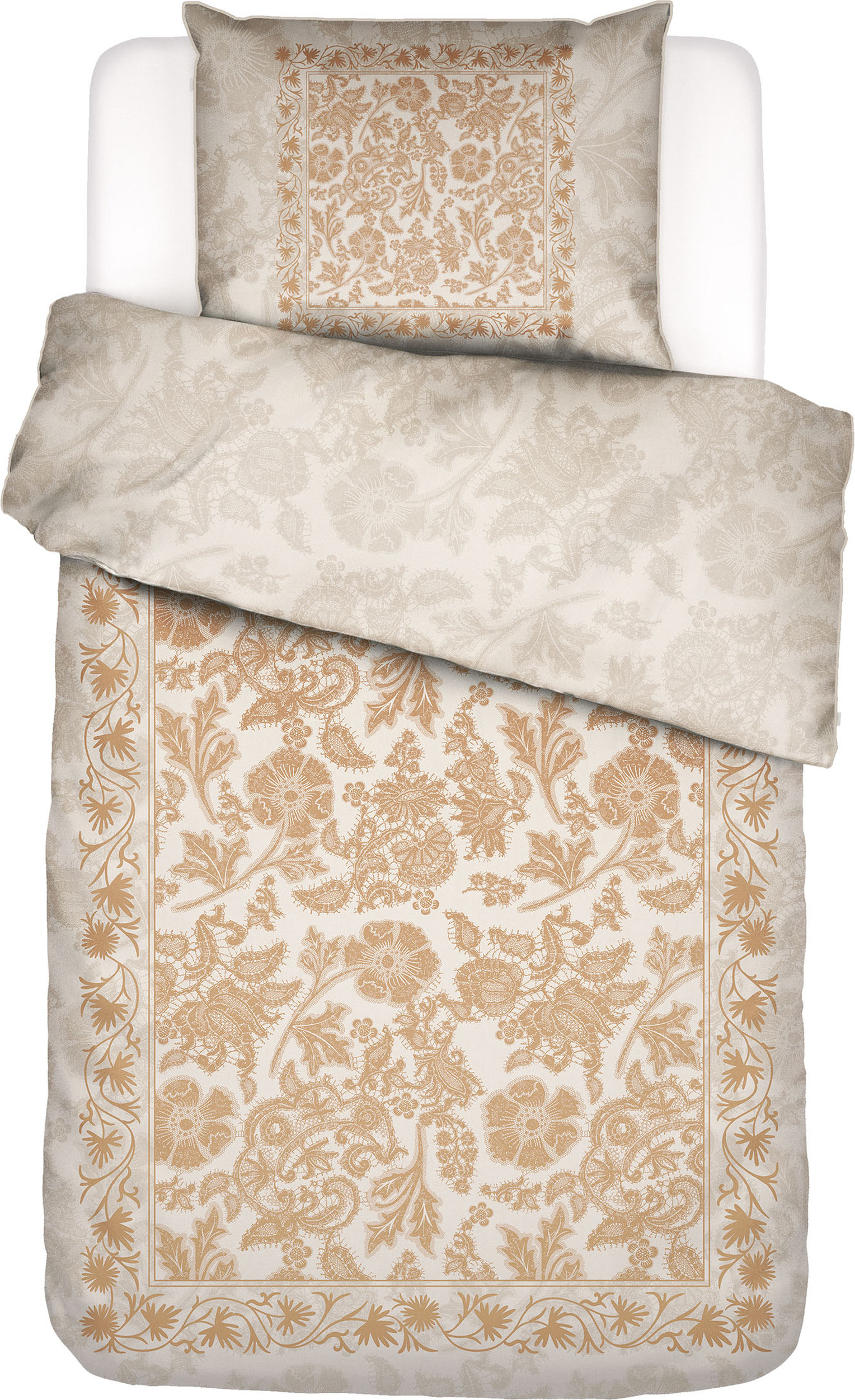 Pościel Maere 140 x 200 cm zgaszona biel z poszewką na poduszkę 70 x 90 cm zapięcie suwak