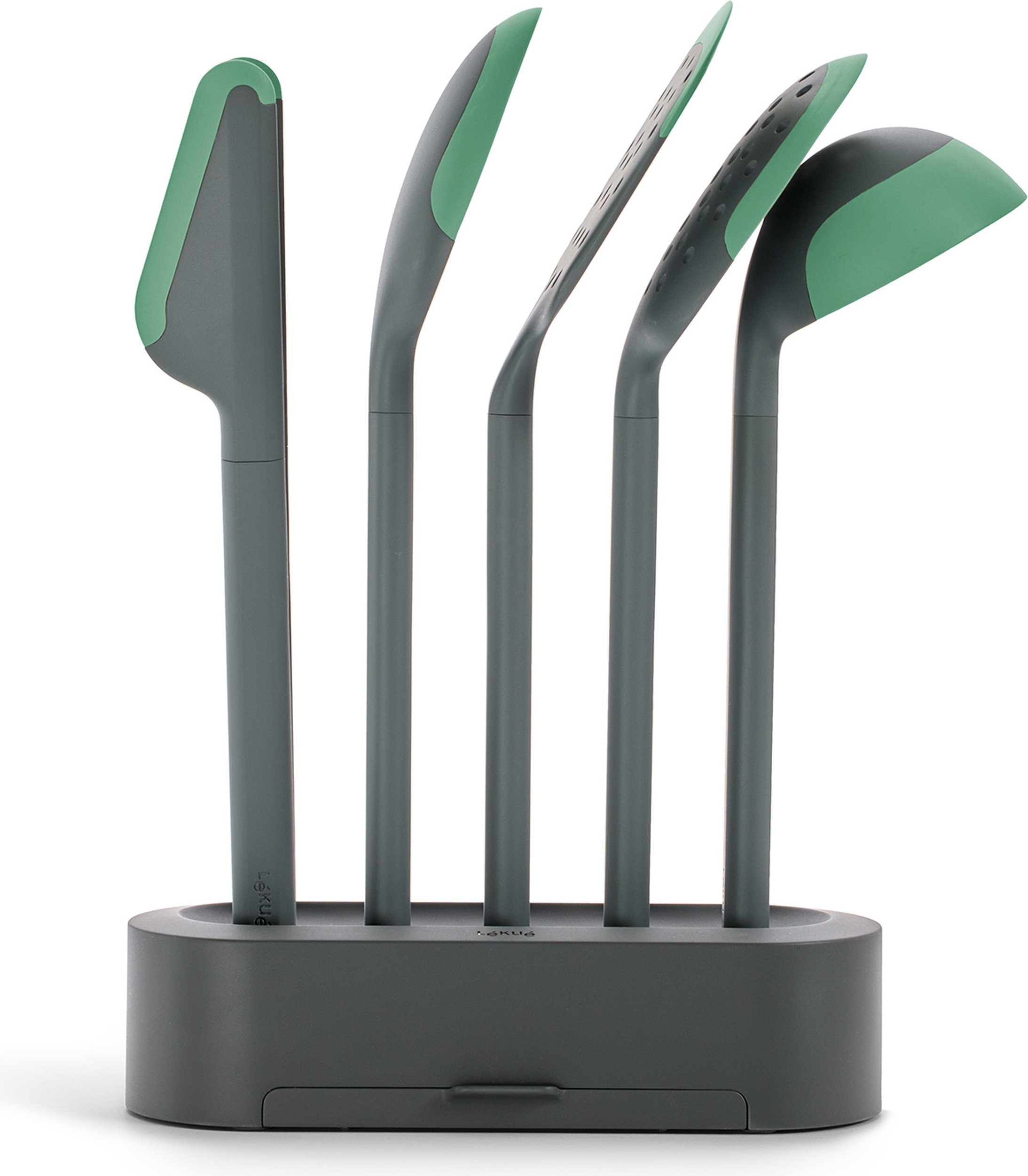 Akcesoria kuchenne Non-Scratch ciemnozielone z organizerem 6 el.