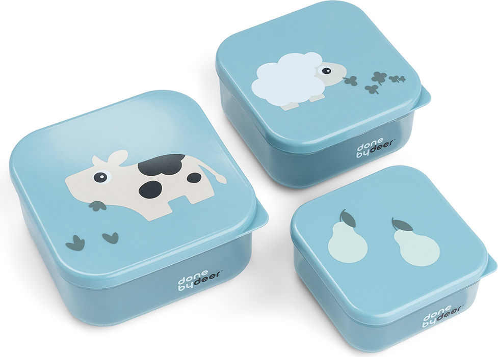 Pojemniki na przekąski Tiny Farm niebieskie 3 szt.