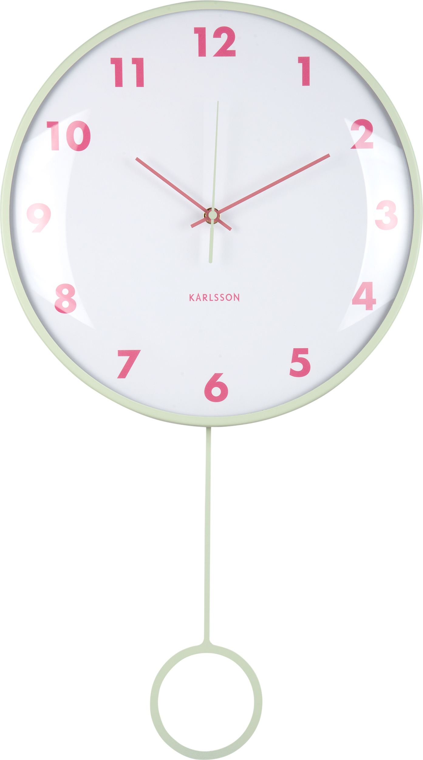 Zegar ścienny z wahadłem Cheeky Dome pastelowa zieleń
