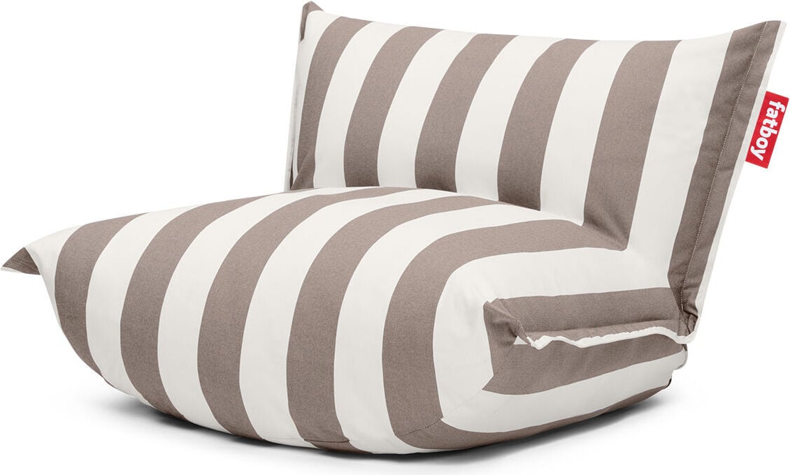 Puf ogrodowy The BonBaron Outdoor w paski brązowo-kremowy