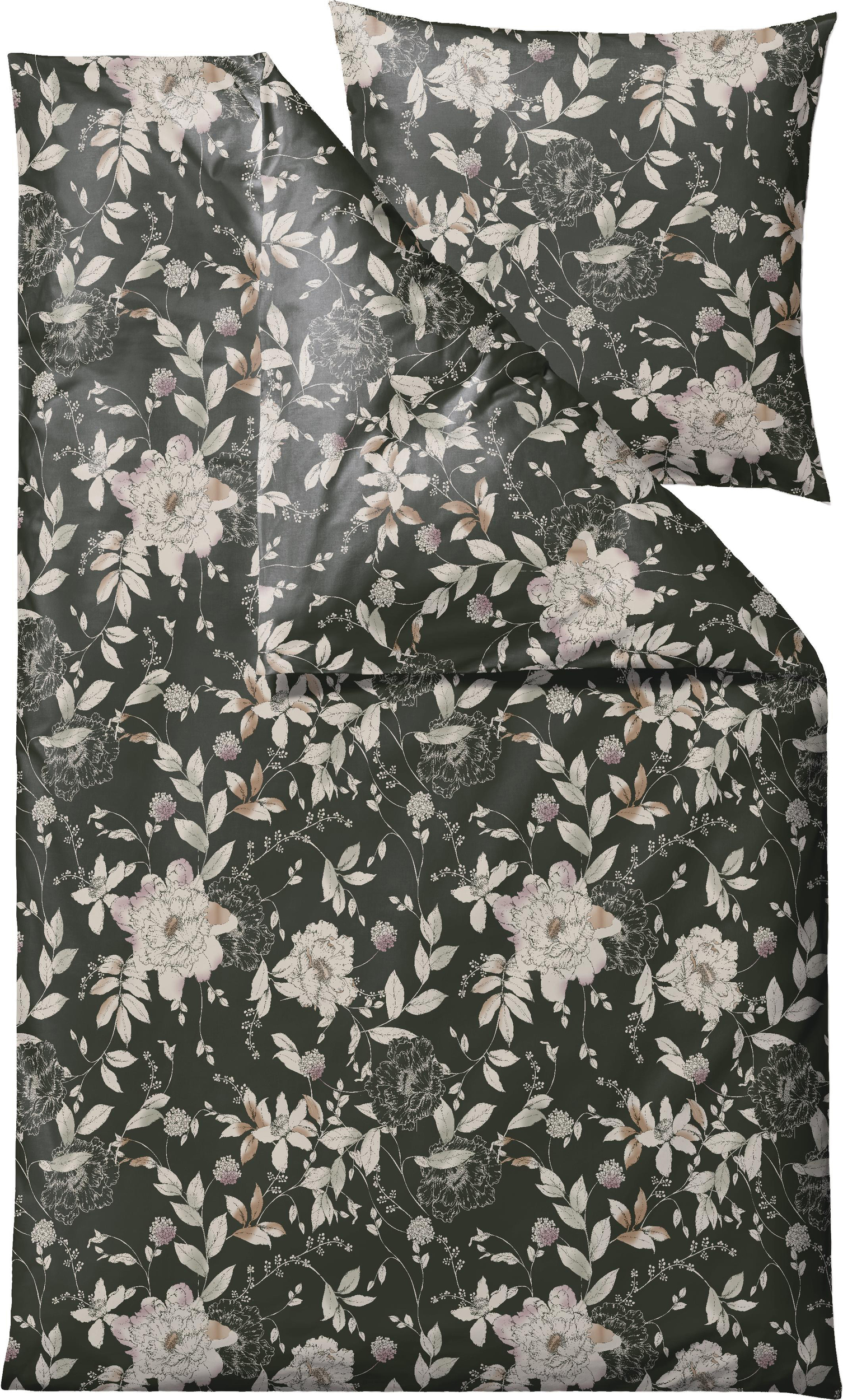 Pościel Garden Bloom 135 x 200 cm zielona z poszewką na poduszkę 80 x 80 cm