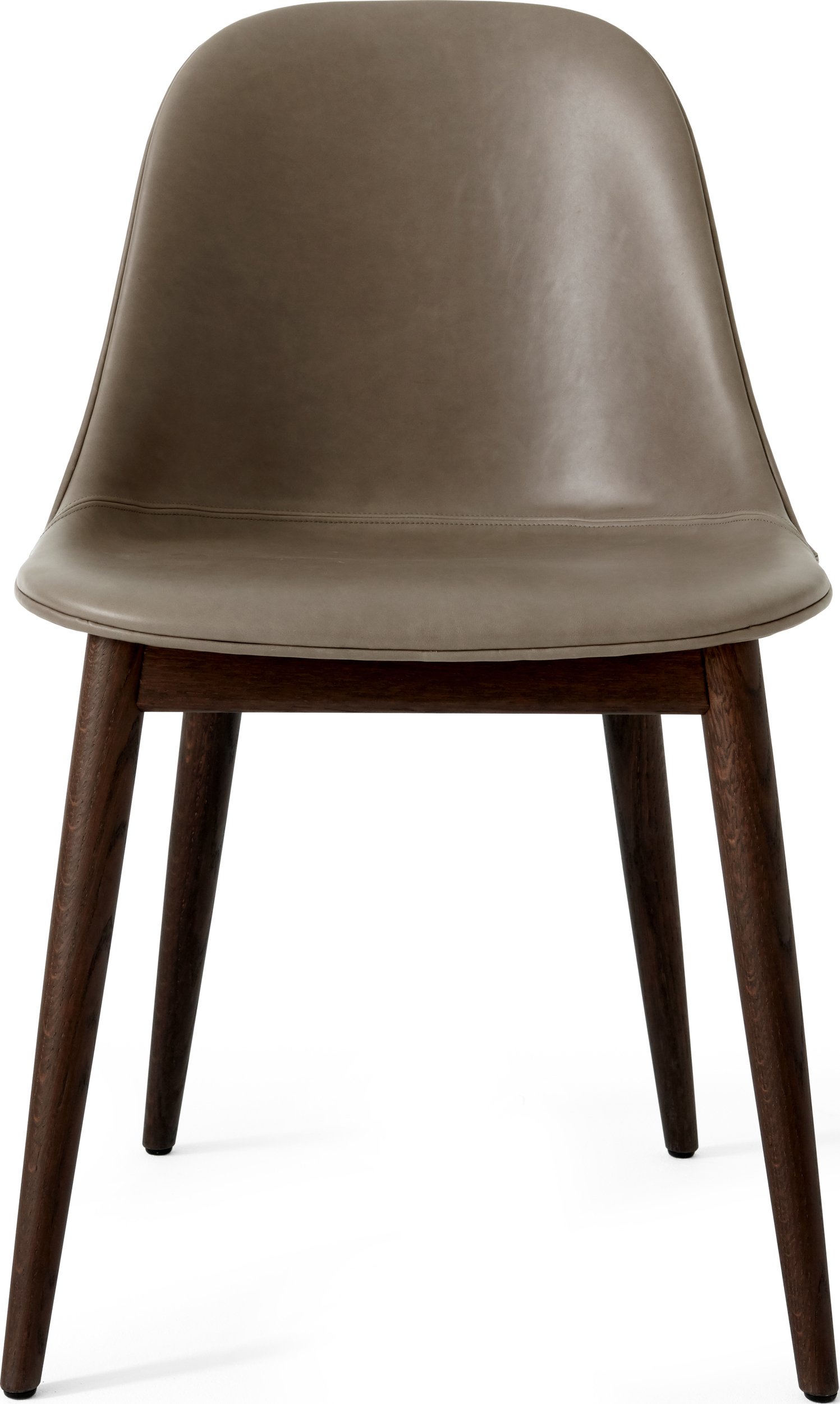 Krzesło Harbour szare skórzane na ciemnych dębowych nogach