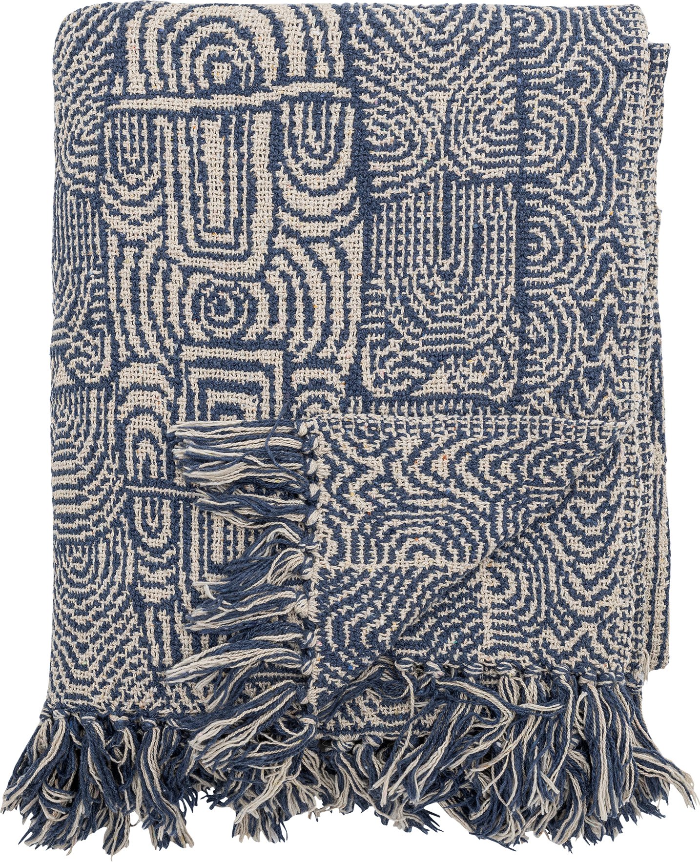 Koc Bresso 130 x 160 cm niebieski z frędzlami