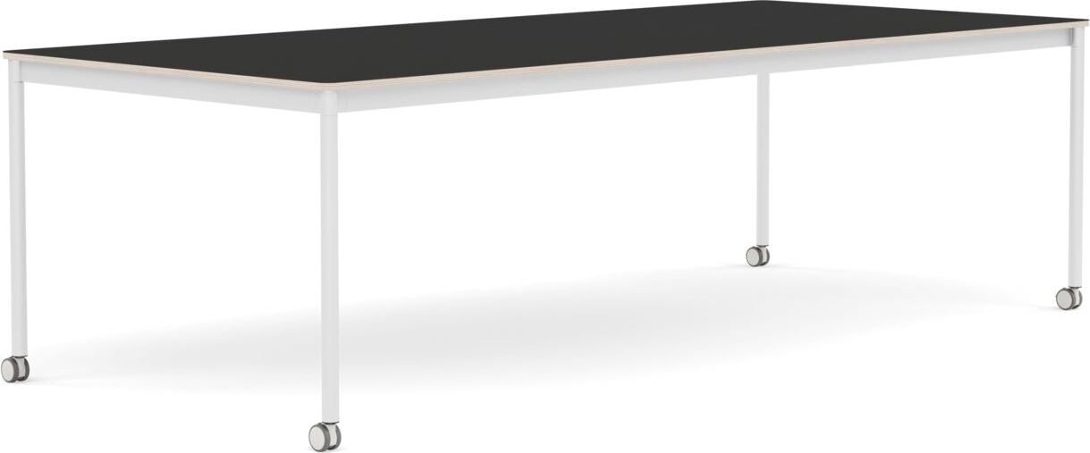 Stół na kółkach Base 110 x 250 cm czarny nanolaminat nogi białe