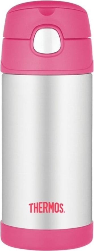 Butelka termiczna ze słomką FUNtainer 355 ml srebrno-różowy