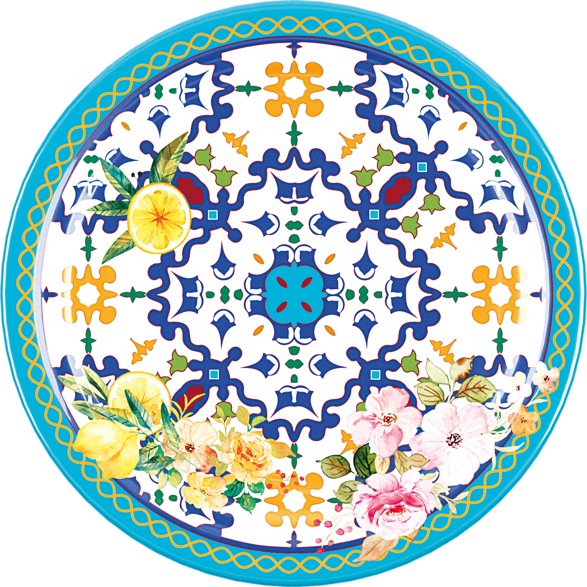 Talerz deserowy Flowers & Lemon 21,5 cm niebieski