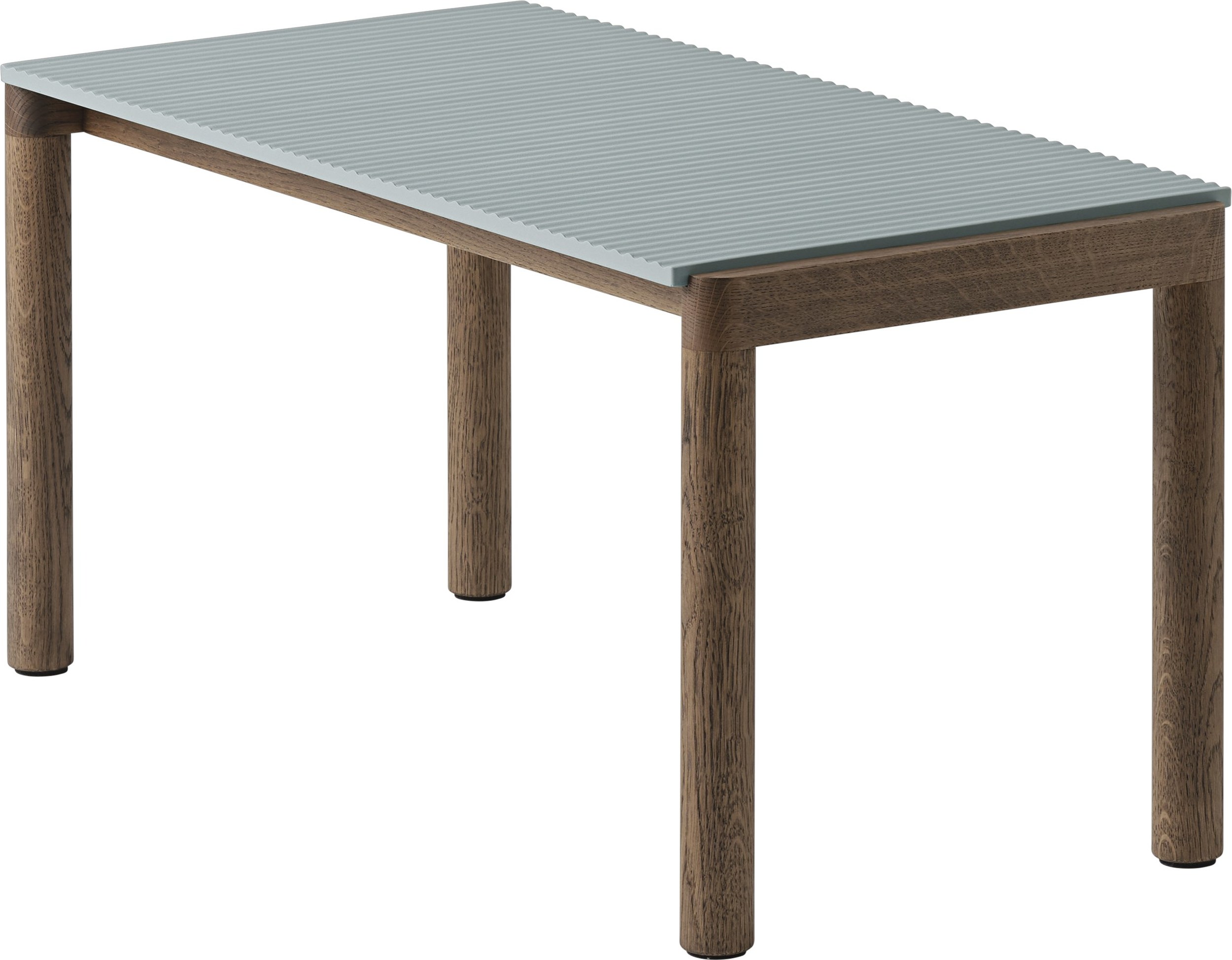 Stolik kawowy Couple karbowany 40 x 84 x 40 cm zgaszony błękit na ciemnych dębowych nogach