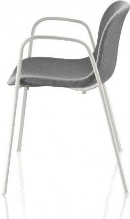 Krzesło Troy z podł. tapicerowane biała rama szare siedzisko