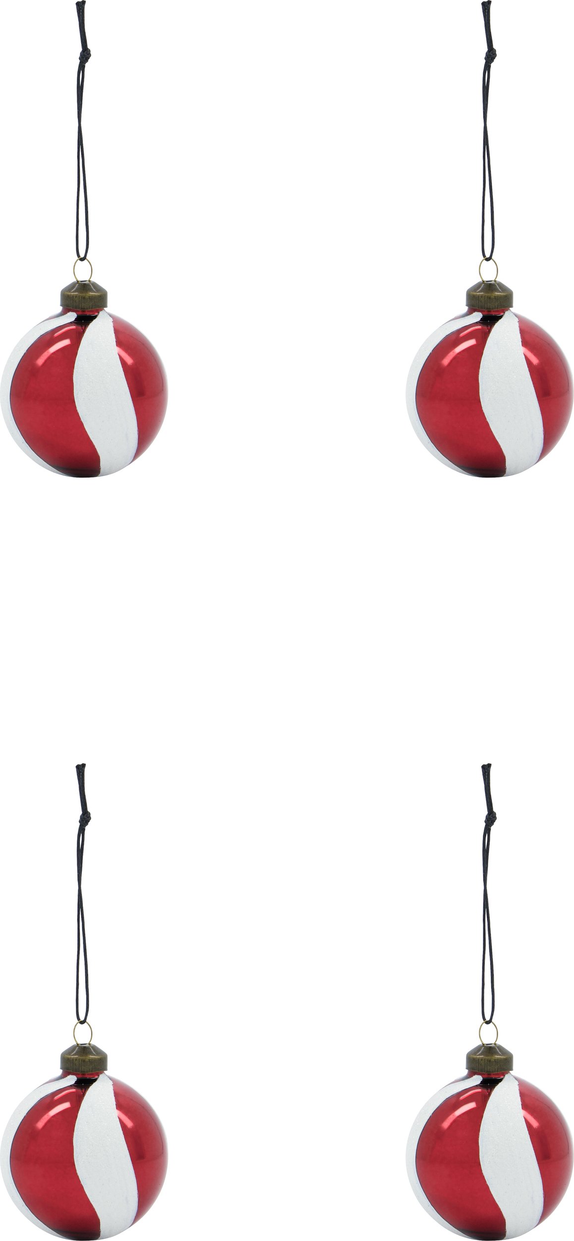 Bombki HDTwister czerwono-białe 4 szt.