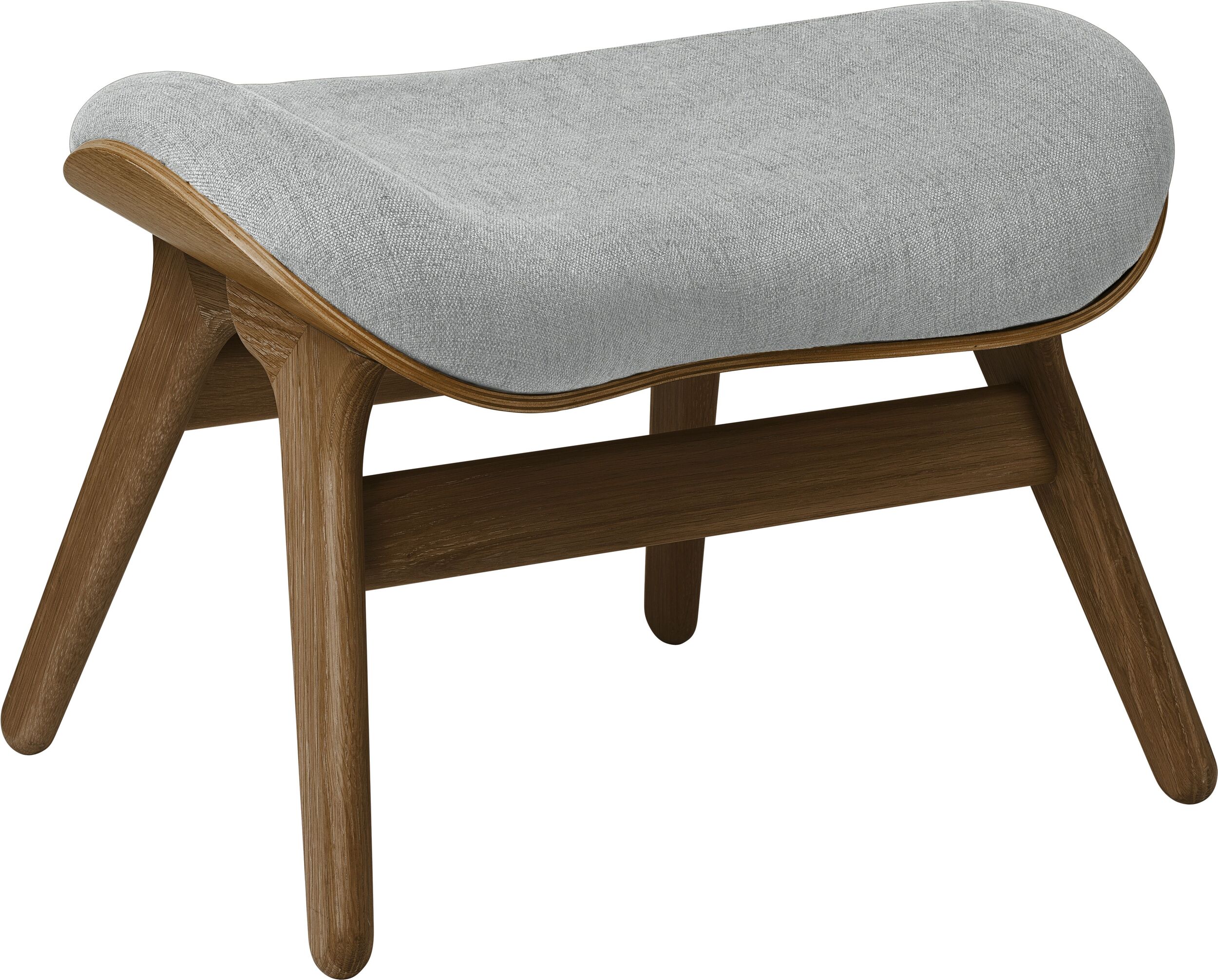 Podnóżek Conversation Piece jasnoszary na ciemnych dębowych nogach