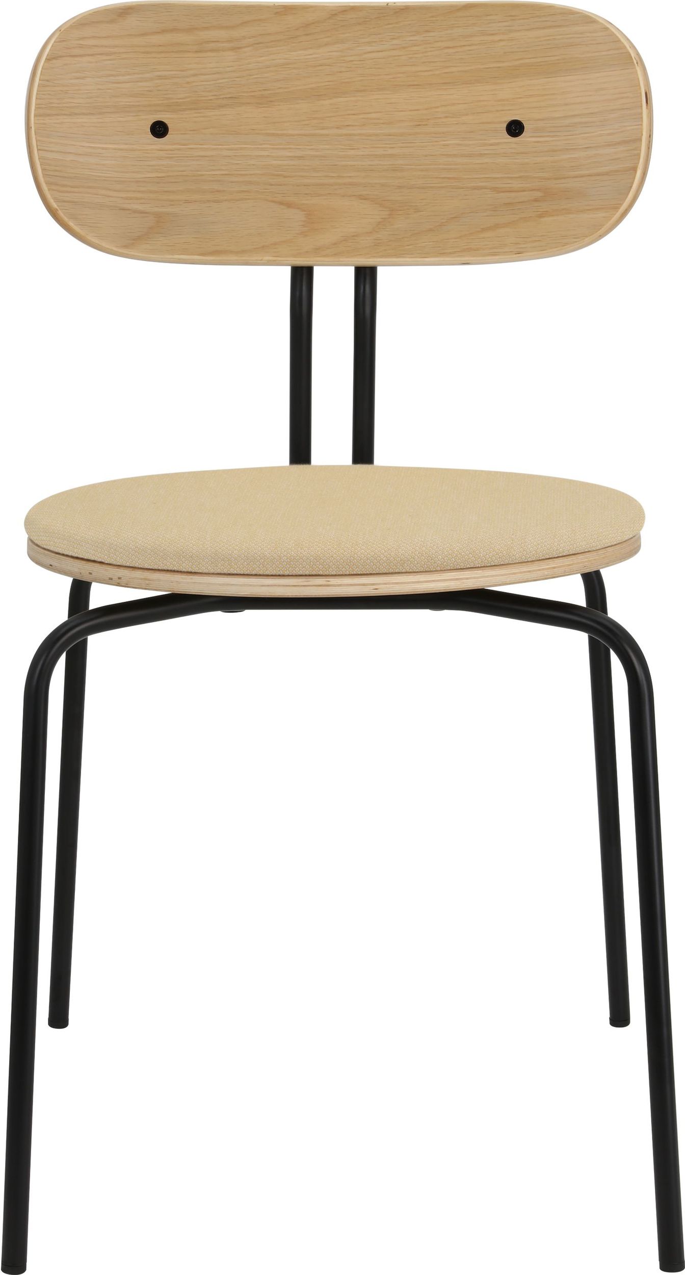 Krzesło Curious jasnobeżowe z tapicerowanym siedziskiem na czarnych nogach