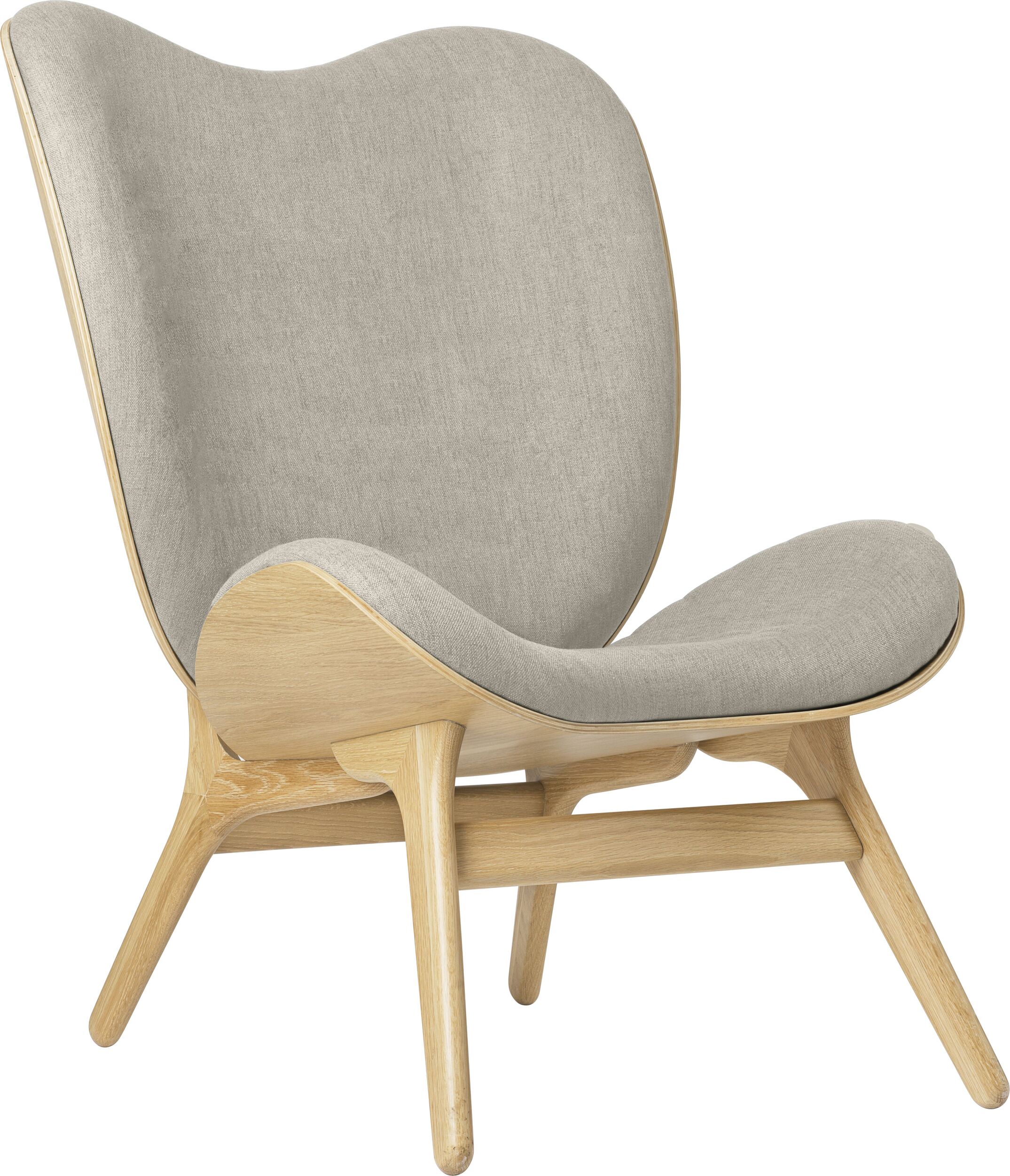 Fotel Conversation Piece 106 cm jasnopiaskowy na dębowych nogach