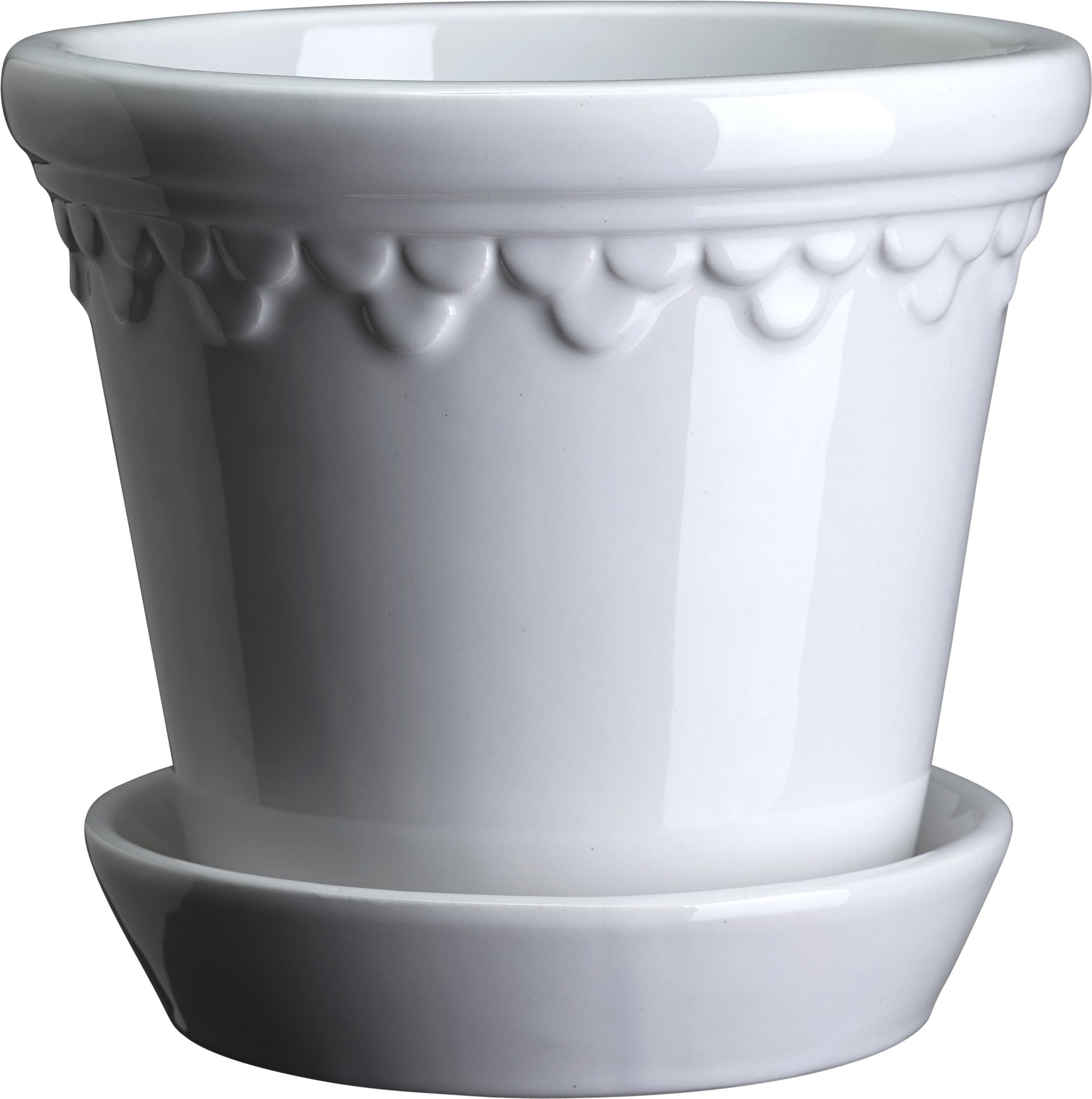 Doniczka Københavner 10 cm biała z podstawką szkliwiona