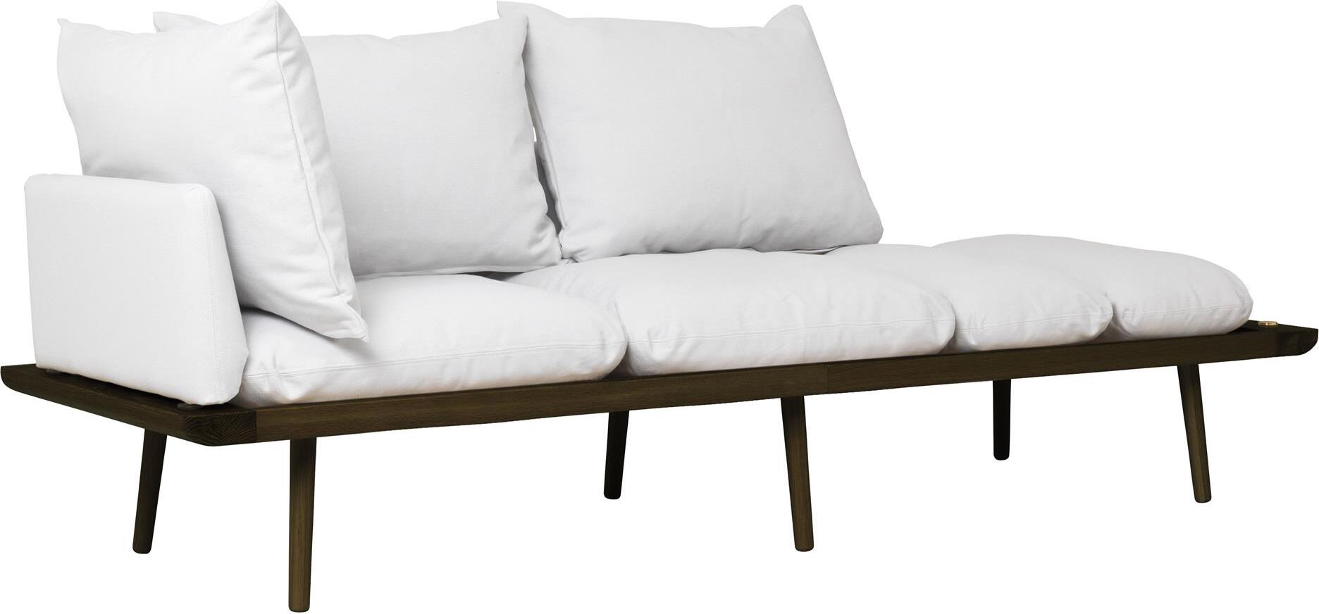 Sofa trzyosobowa Lounge Around jasnoszara na ciemnych dębowych nogach