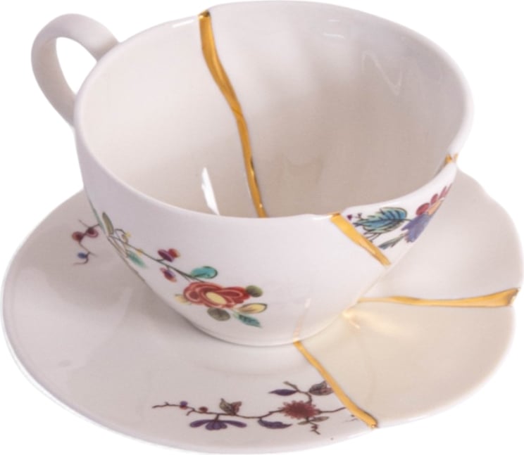 Filiżanka do herbaty Kintsugi 2 ze spodkiem