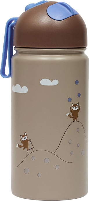 Butelka termiczna ze słomką Friends in the Forest 360 ml brązowa