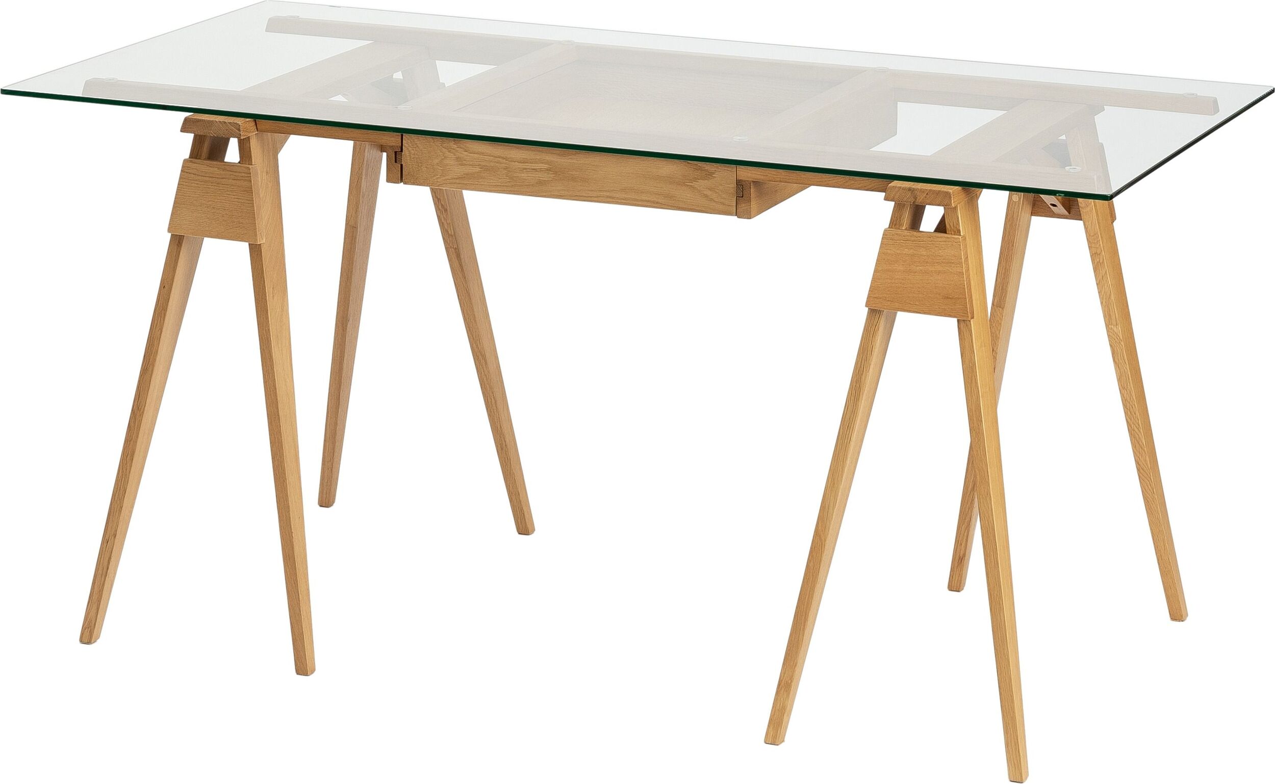 Biurko ze szklanym blatem Arco jasny dąb