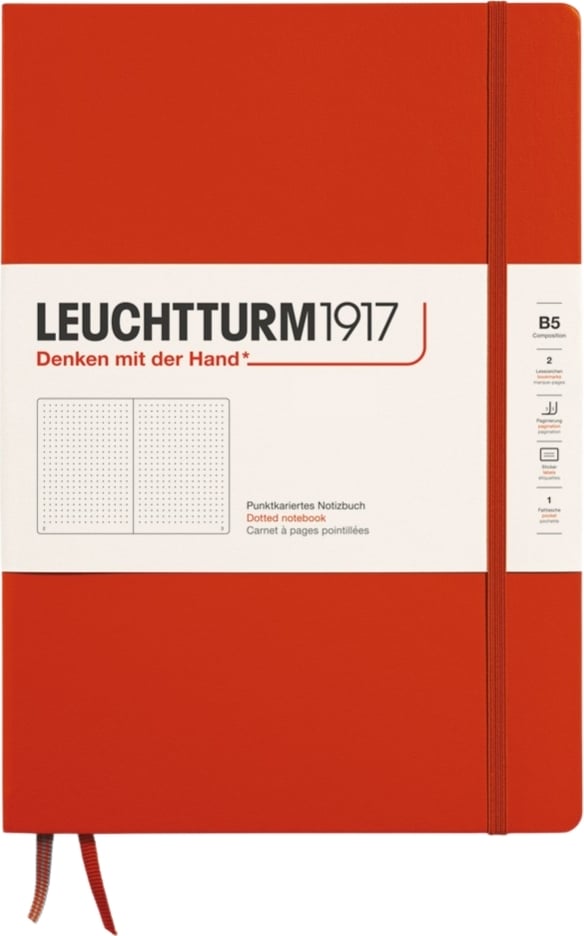 Notes w kropki w twardej oprawie Leuchtturm 1917 B5 219 stron ciemnopomarańczowy 80 g/m²