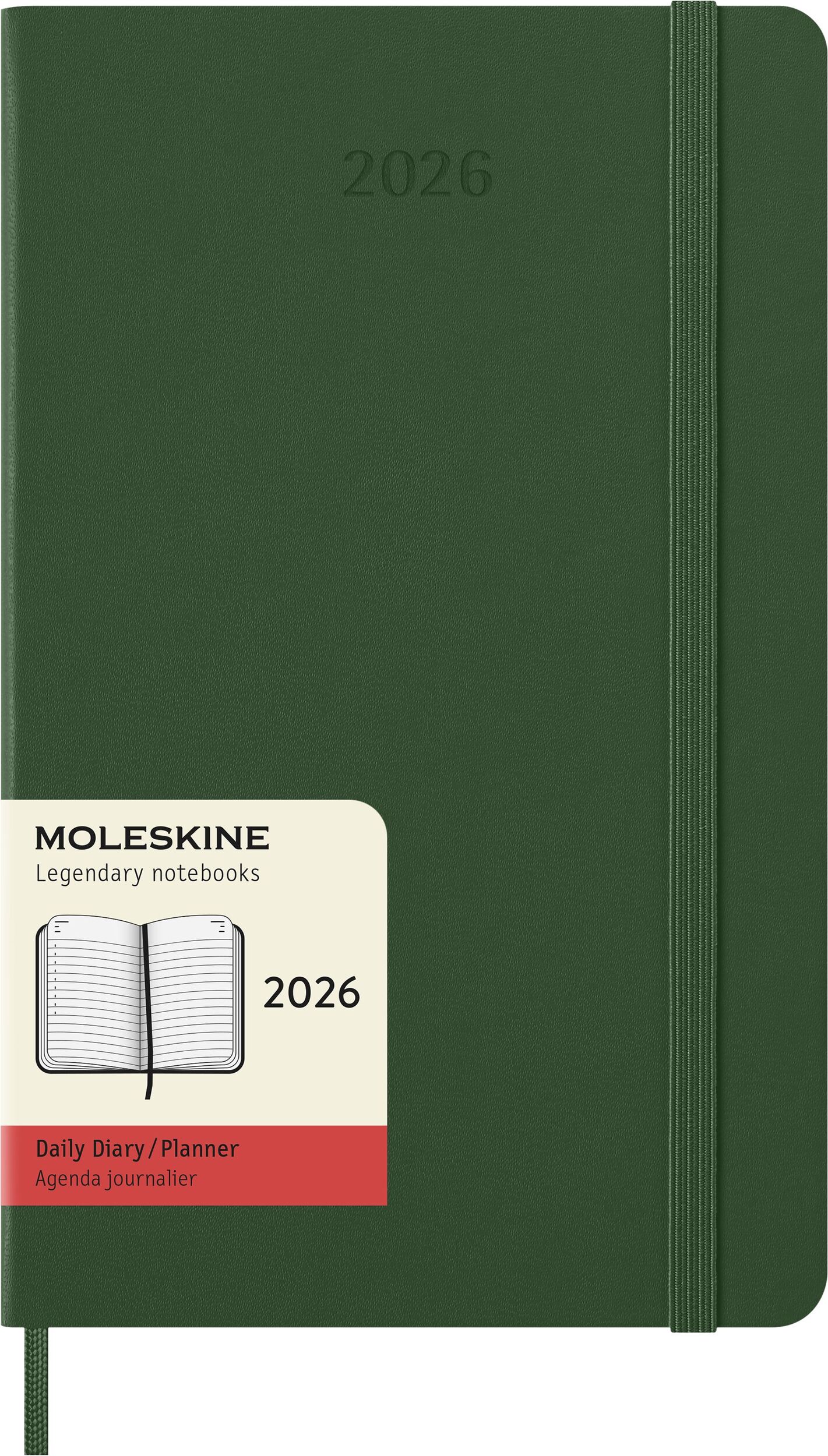 Kalendarz dzienny w twardej oprawie Moleskine 2026 12M L zielony