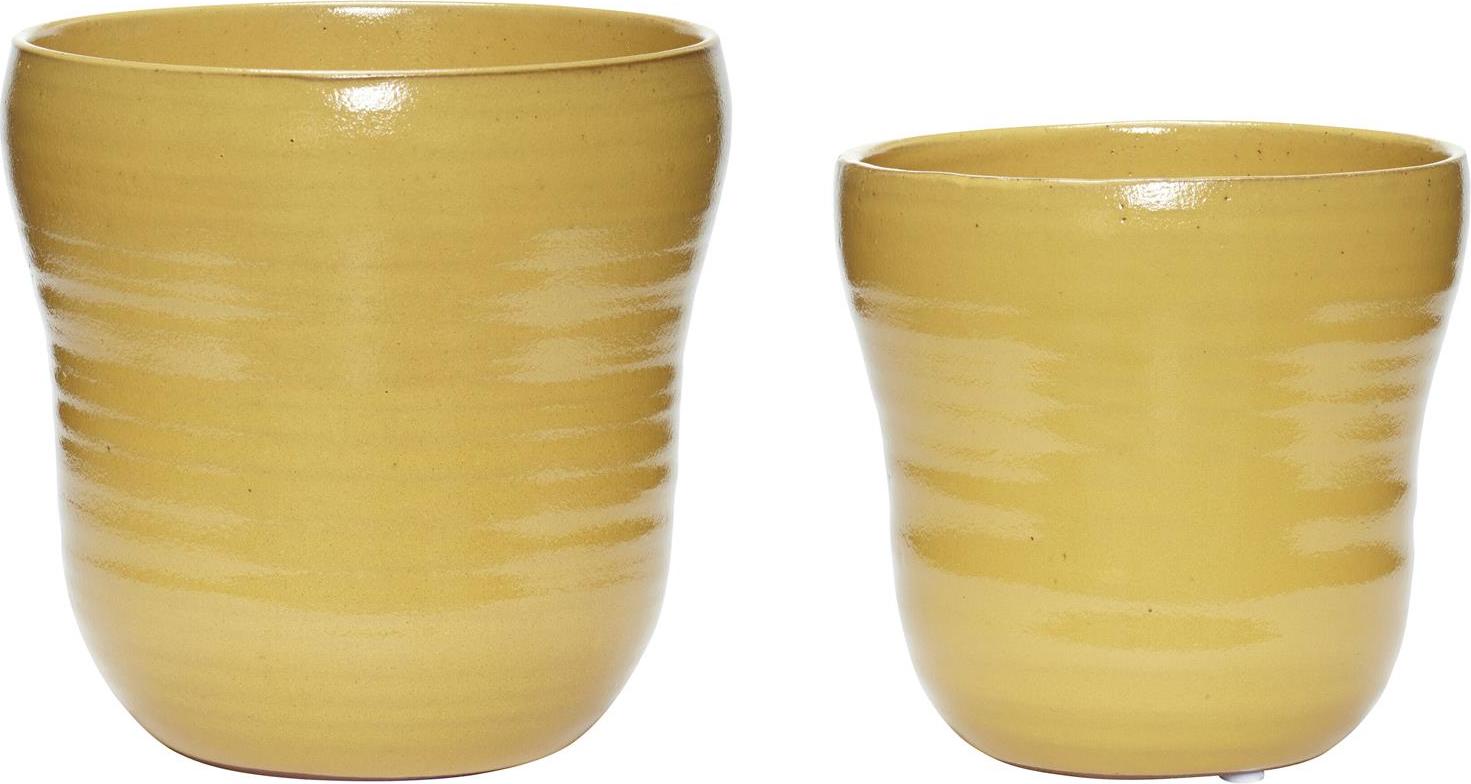 Osłonki na doniczki Hübsch żółte ceramiczne 2 szt.