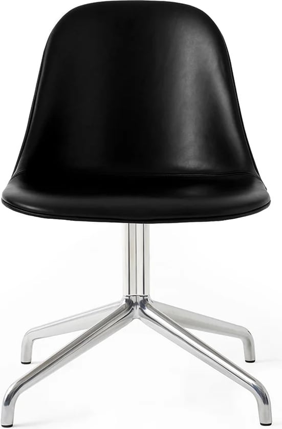 Krzesło obrotowe Harbour 81 cm czarne skórzane na aluminiowych nogach