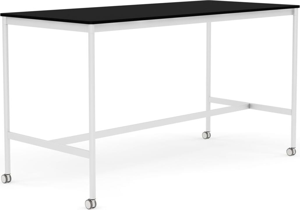 Stół na kółkach Base 85 x 190 x 105 cm czarny laminowany ABS nogi białe