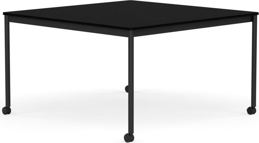 Stół na kółkach Base kwadratowy 128 cm czarny laminowany ABS nogi czarne