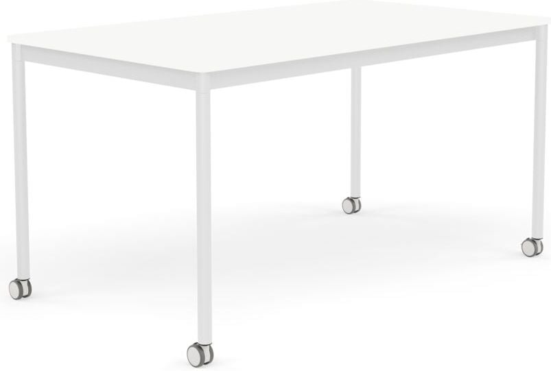 Stół na kółkach Base 80 x 140 cm biały laminowany ABS nogi białe