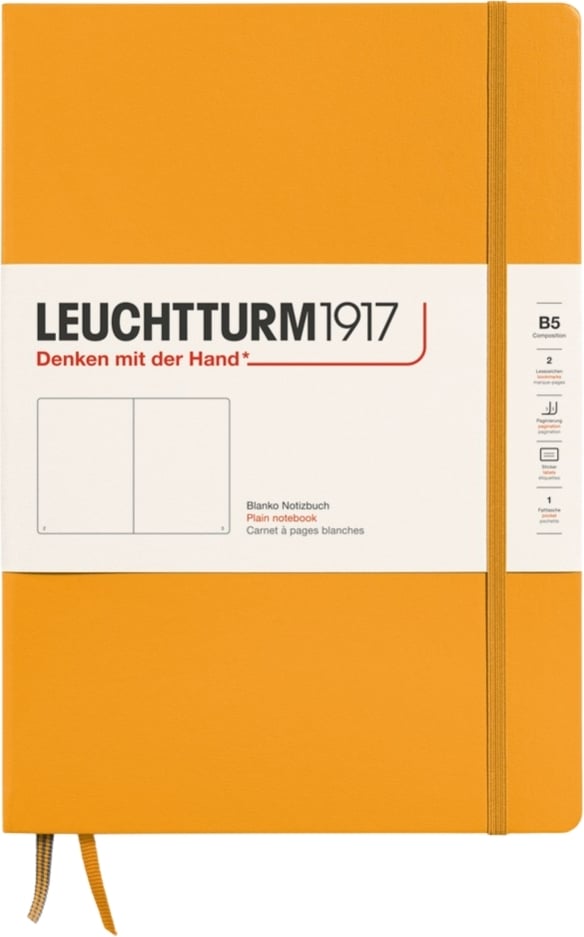 Notes gładki w twardej oprawie Leuchtturm 1917 B5 219 stron pomarańczowy 80 g/m²