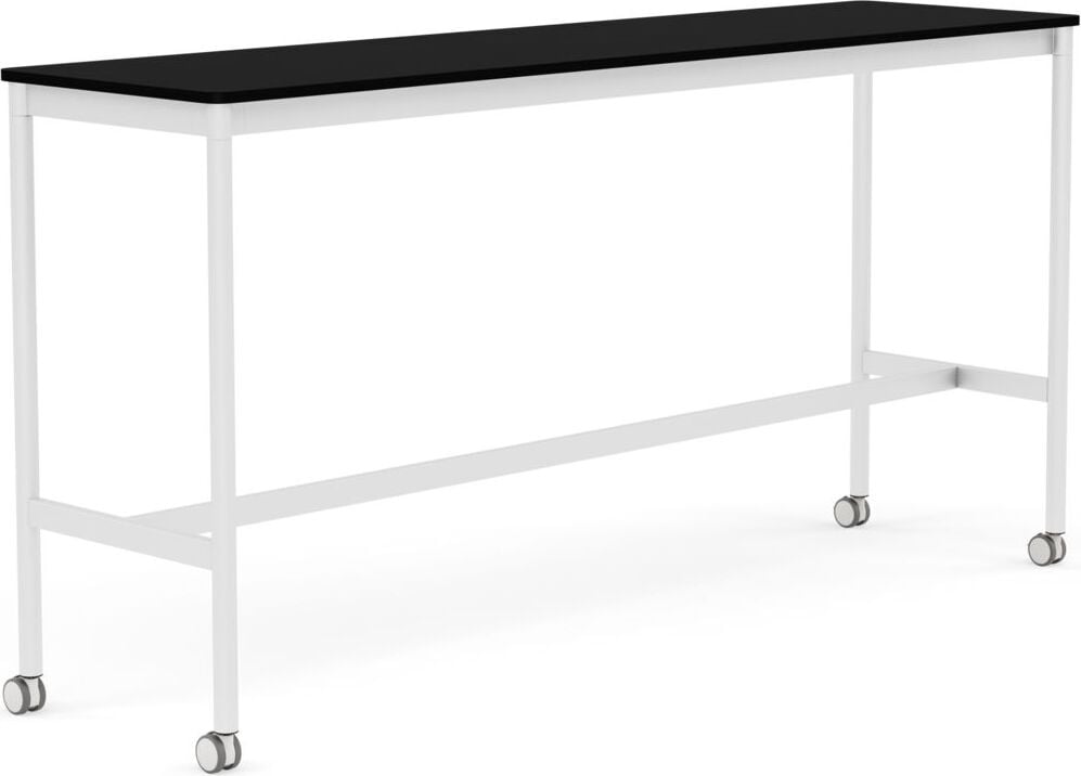 Stół na kółkach Base 50 x 190 x 95 cm czarny laminowany ABS nogi białe