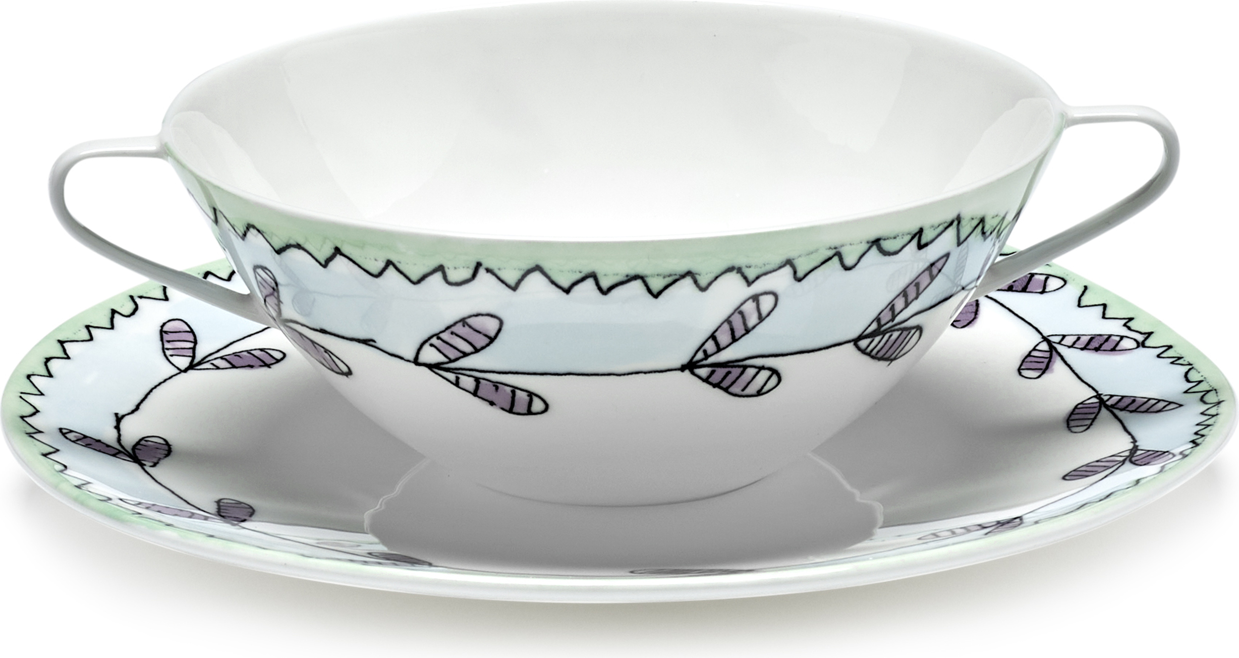 Bulionówka ze spodkiem Midnight Flowers Blossom Milk 350 ml 2 el.