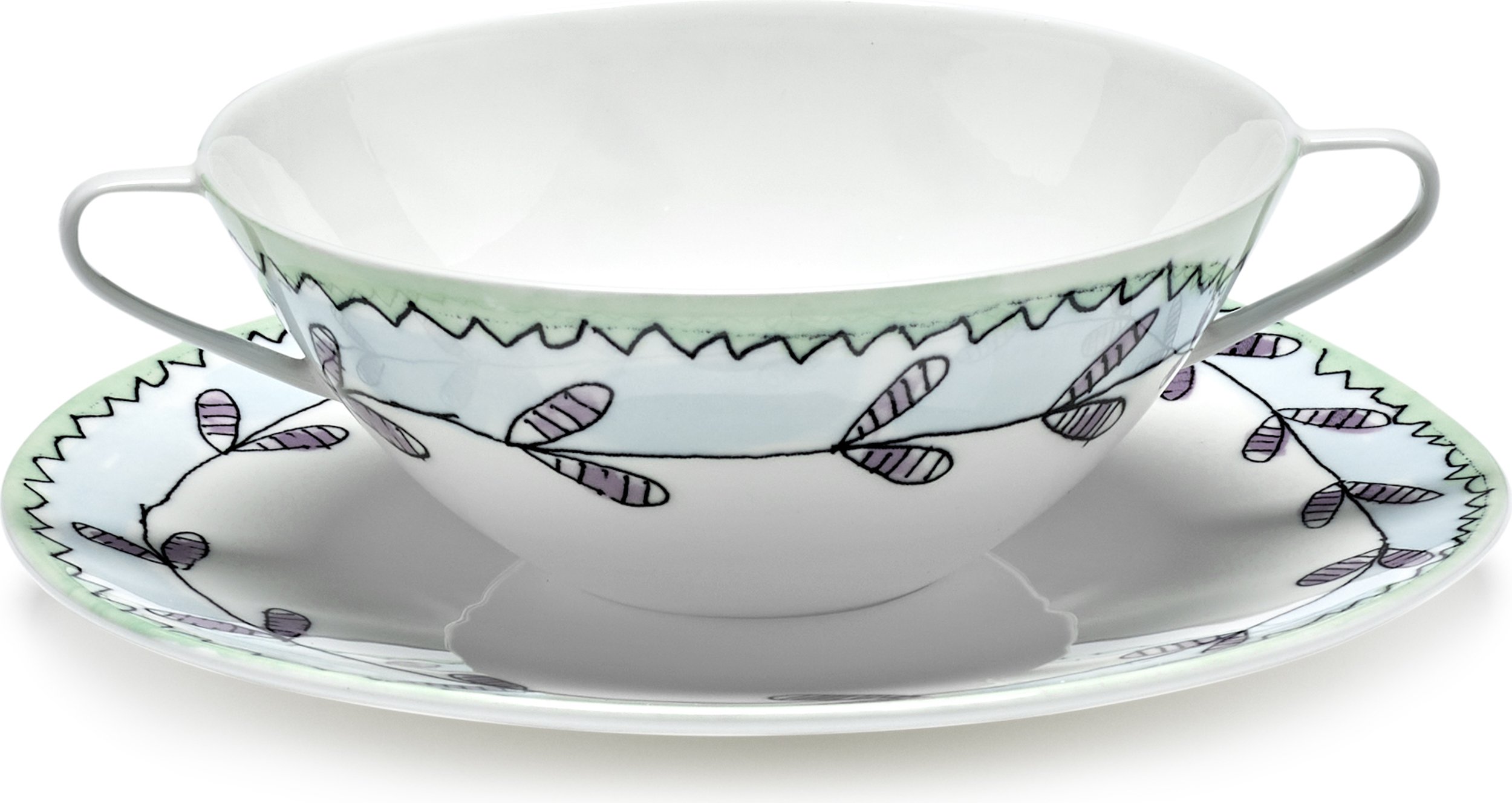 Bulionówka ze spodkiem Midnight Flowers Blossom Milk 350 ml 2 el.