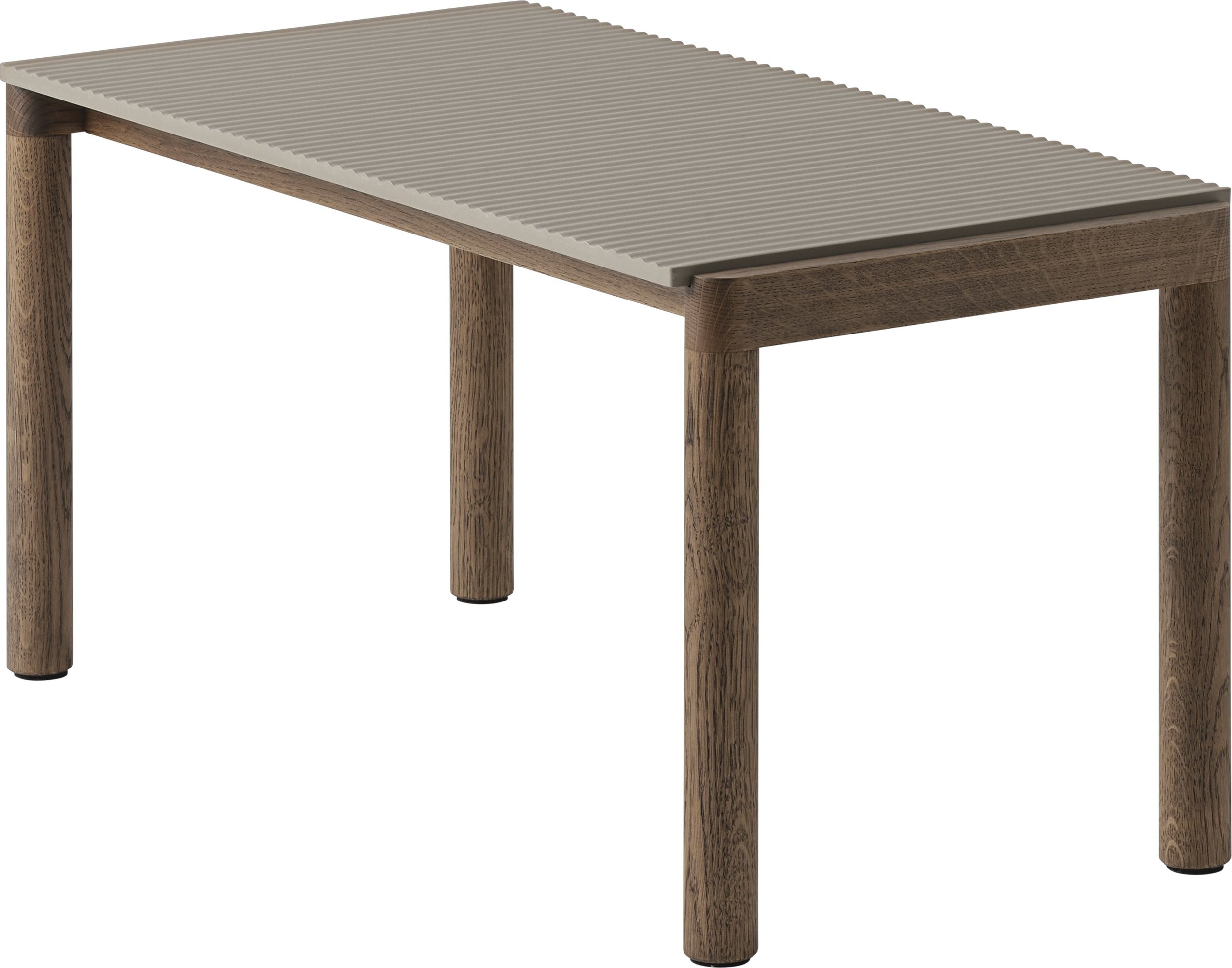 Stolik kawowy Couple karbowany 40 x 84 x 40 cm taupe na ciemnych dębowych nogach