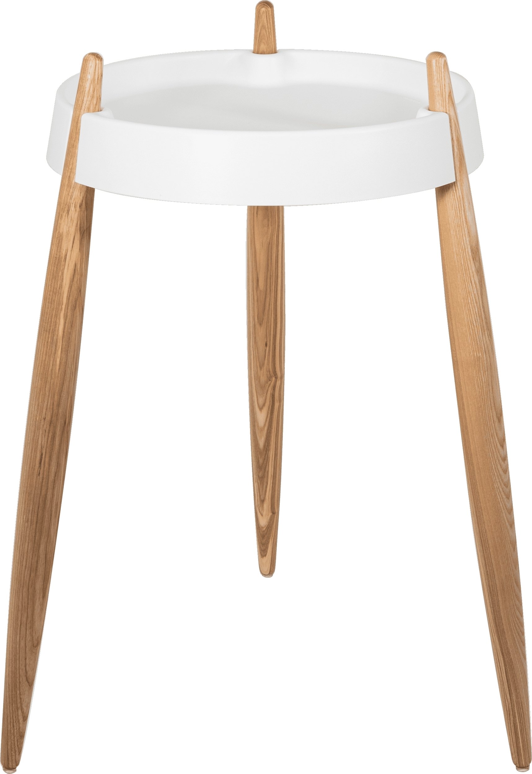 Stolik boczny Liolà 67 cm biały na jasnych jesionowych nogach