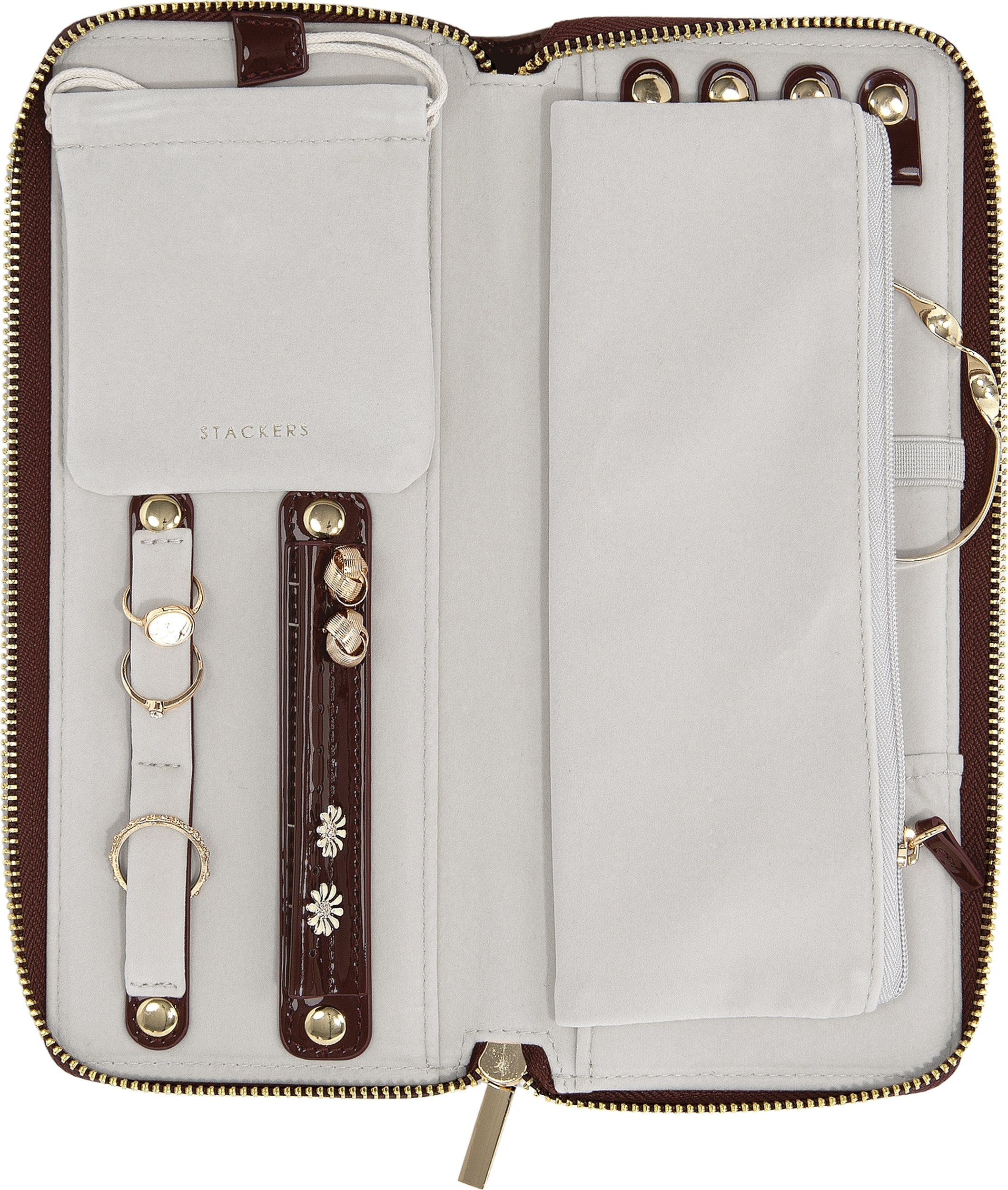 Pudełko podróżne na biżuterię z miejscem na pierścionki Stackers wiśniowe