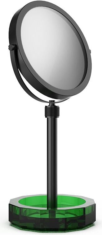 Lusterko kosmetyczne Kristall czarny mat z zieloną podstawką