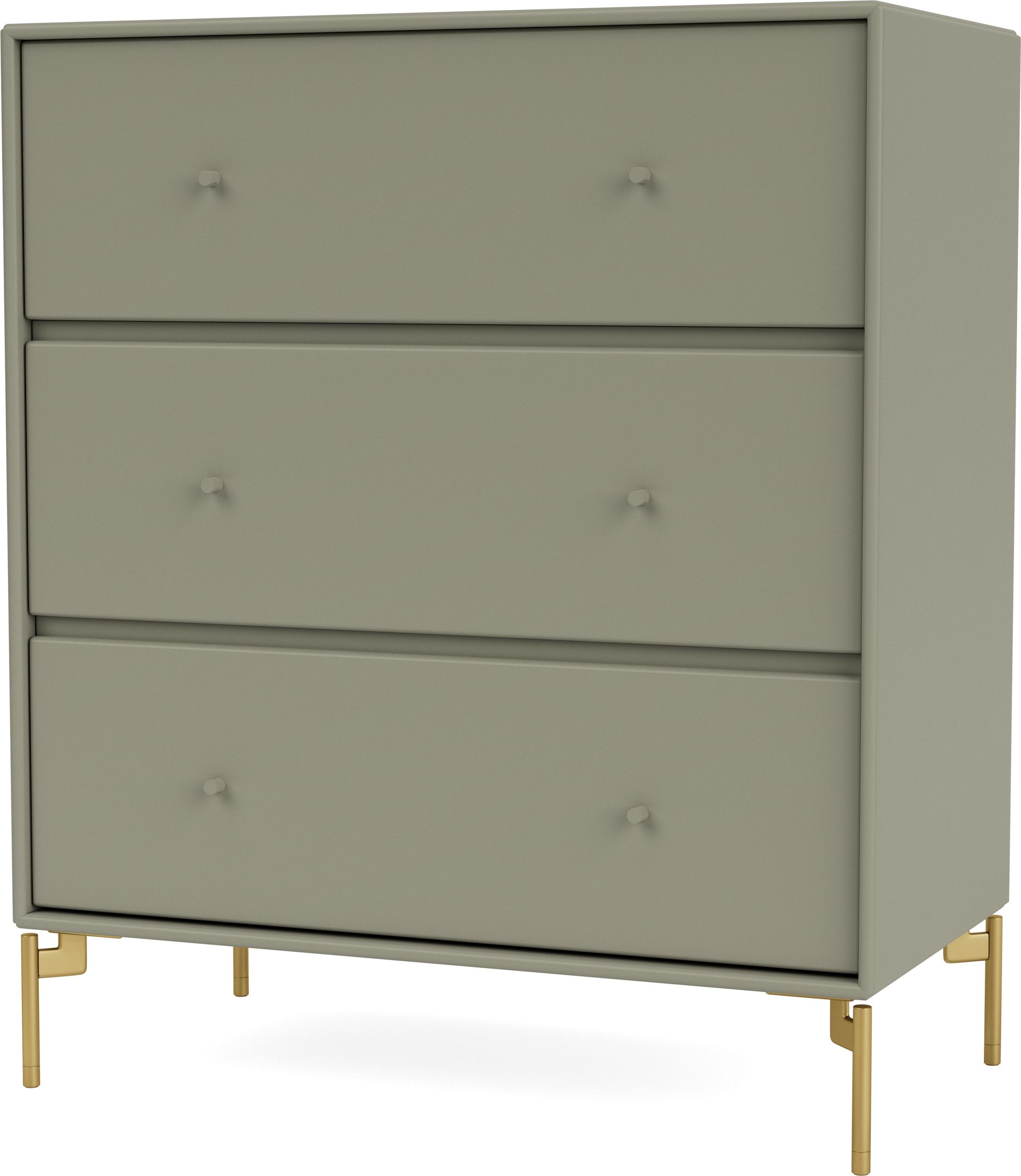 Komoda Carry brązowozielona na mosiężnych nogach