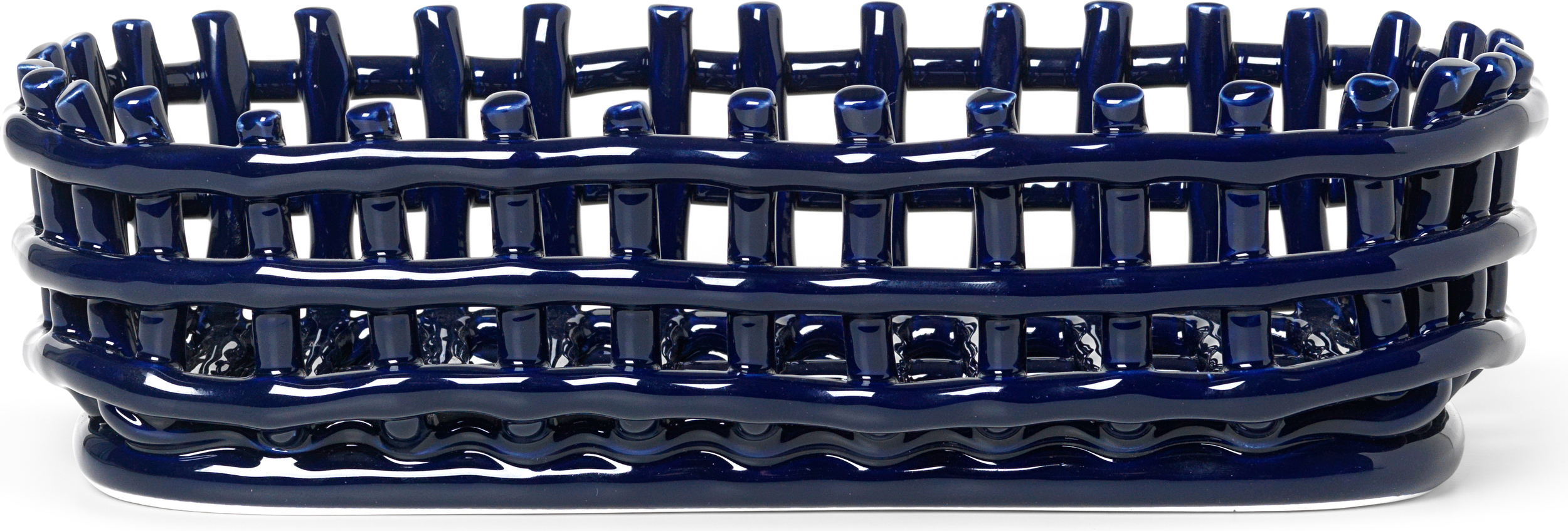 Kosz do przechowywania Ceramic owalny 15 x 30 cm niebieski