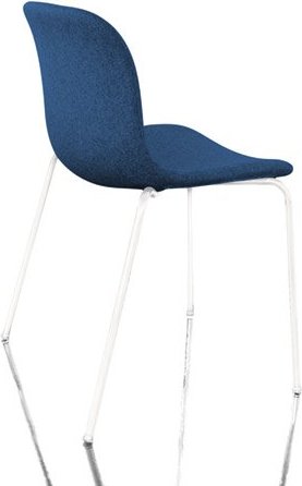 Krzesło Troy tapicerowane lakierowane nogi białe siedzisko niebieskie