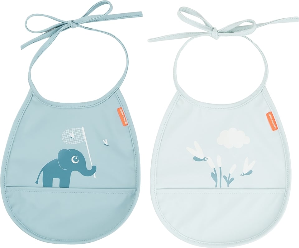 Śliniaki z kieszonką Happy Clouds niebieskie 2 szt.