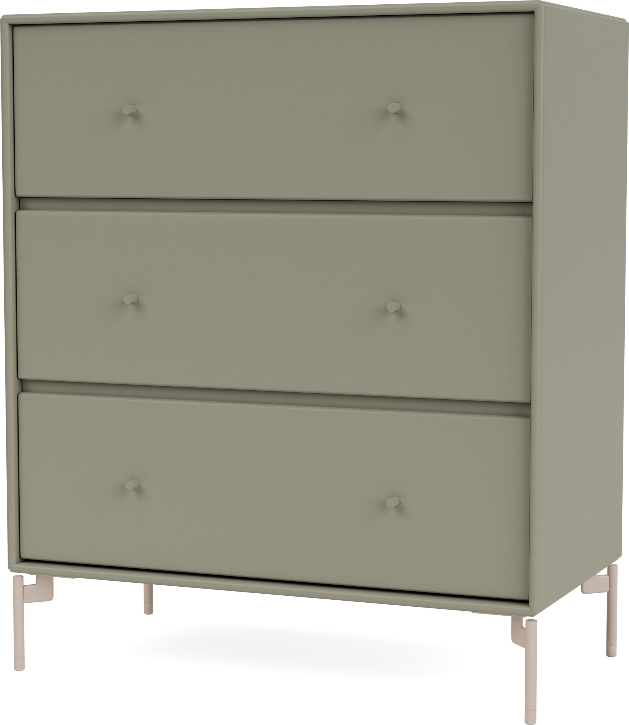 Komoda Carry brązowozielona na beżowych nogach