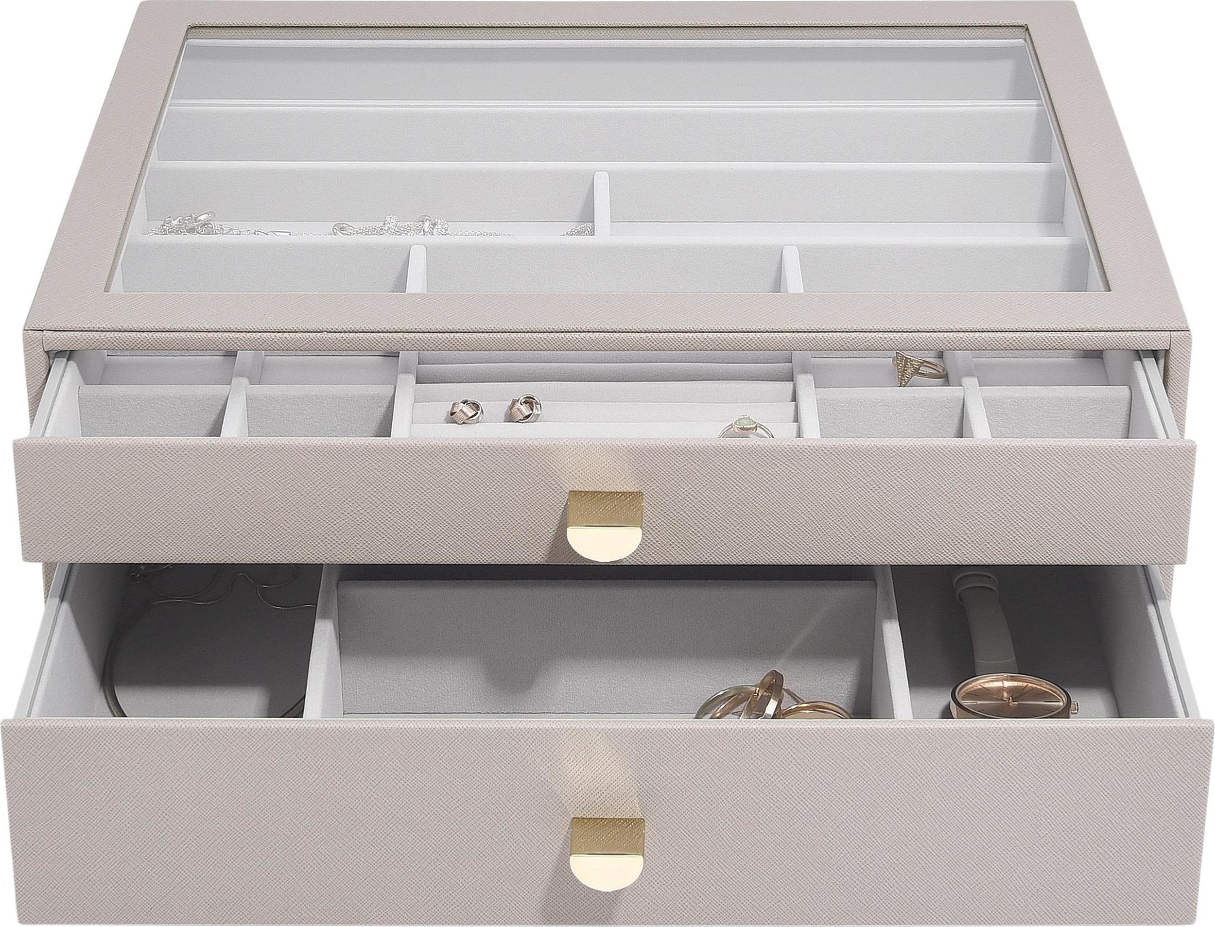 Szkatułka na biżuterię Stackers supersize taupe z 2 szufladami