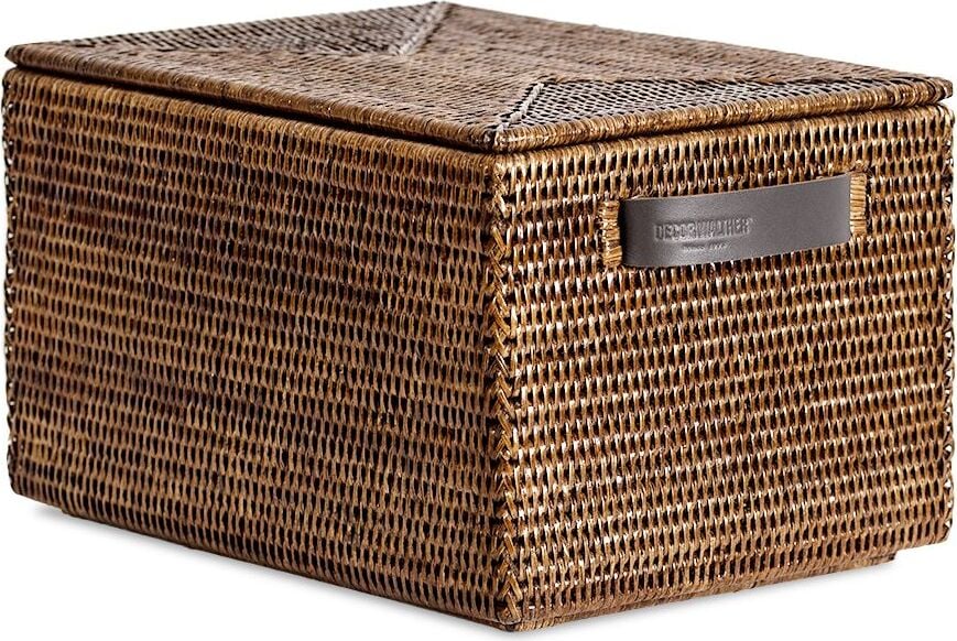 Pojemnik do przechowywania Basket brązowy ratanowy z pokrywką