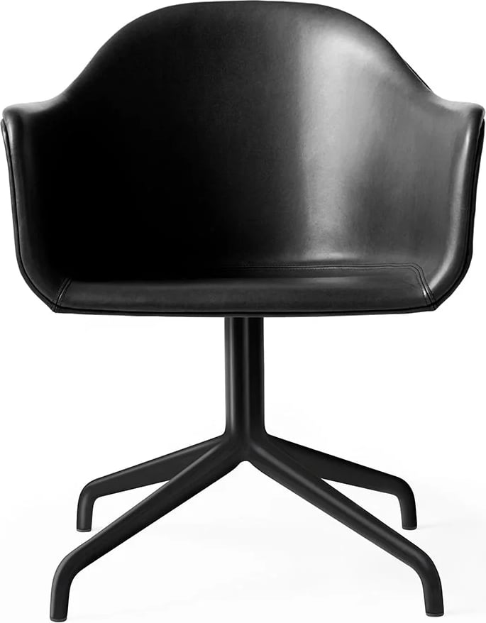 Krzesło obrotowe Harbour czarne skórzane na czarnych nogach