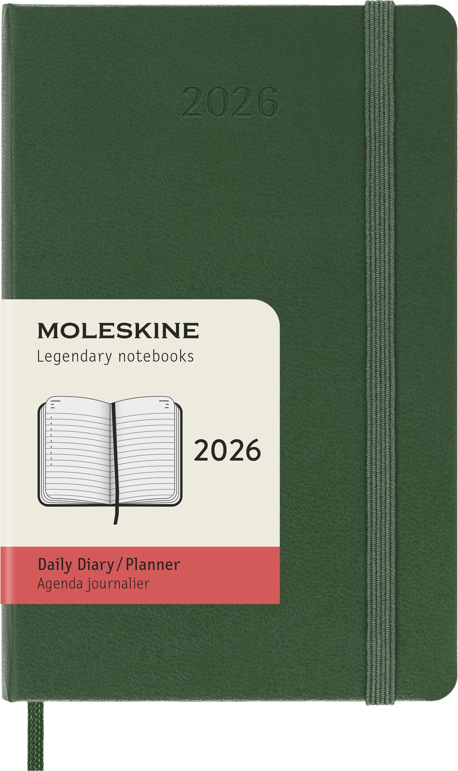 Kalendarz dzienny w twardej oprawie Moleskine 2026 12M P zielony